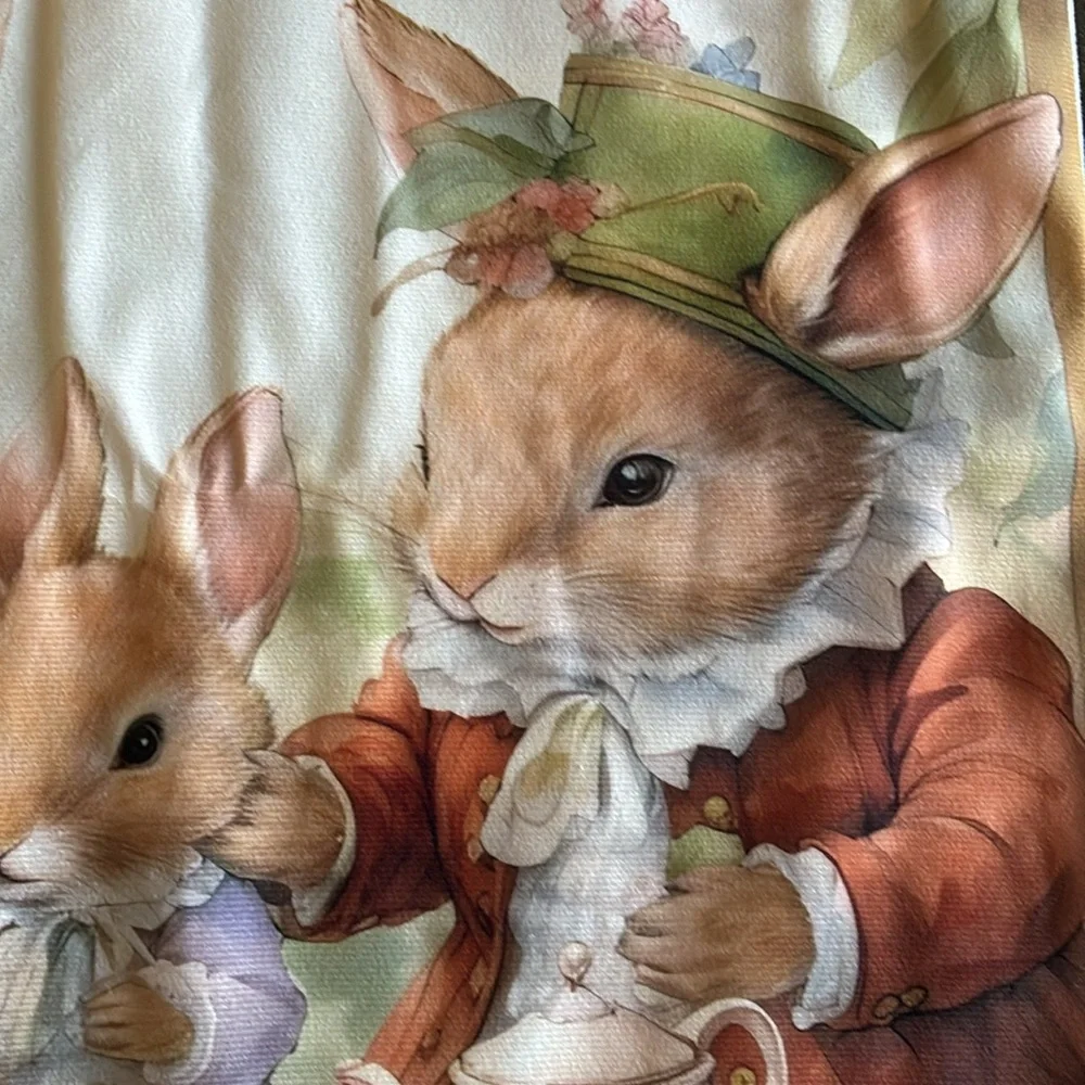 NWT Beatrix Potter Peter rabbit inspired tea time throw pillow cover nursery OS